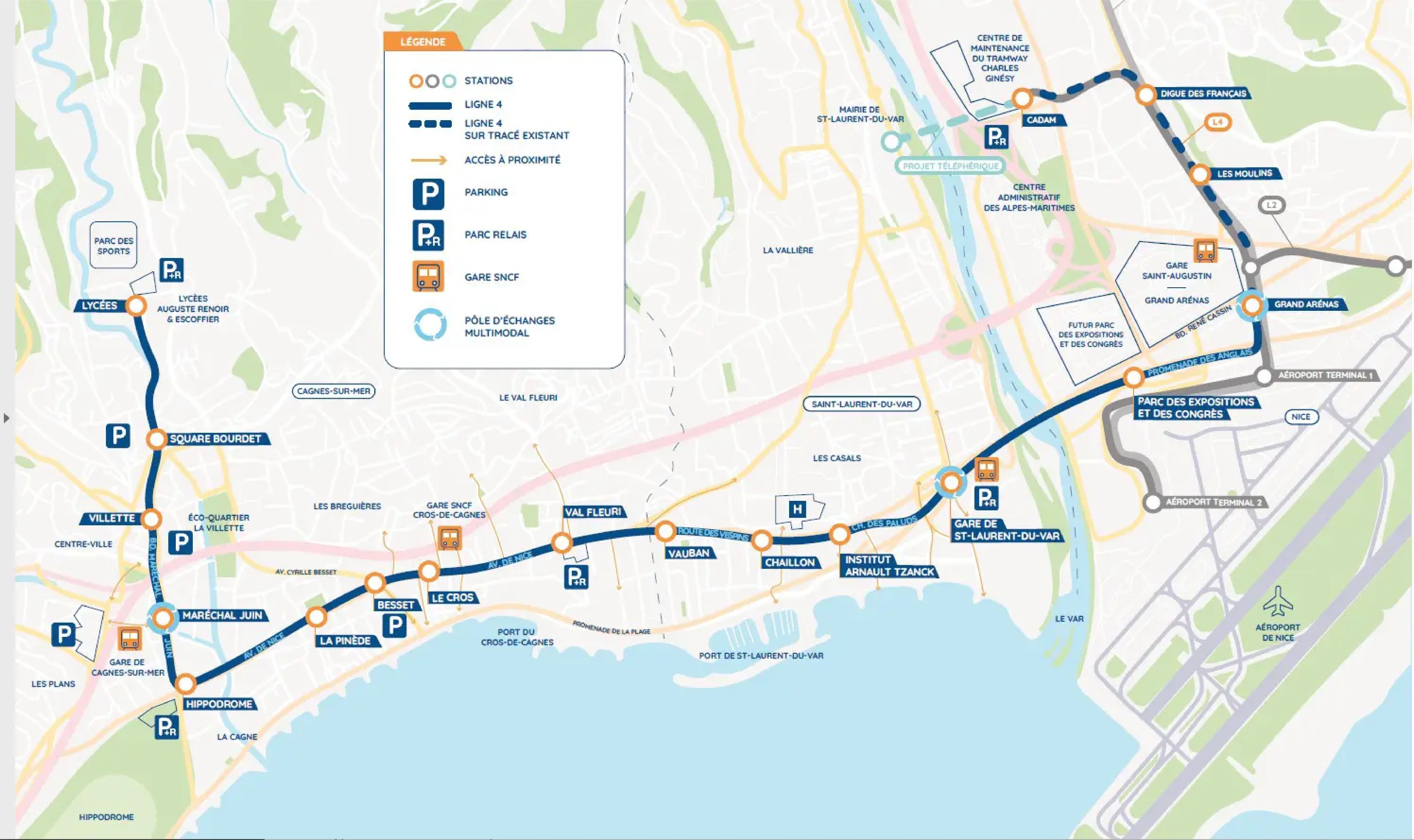 Tracé de la future ligne 4 de tramway